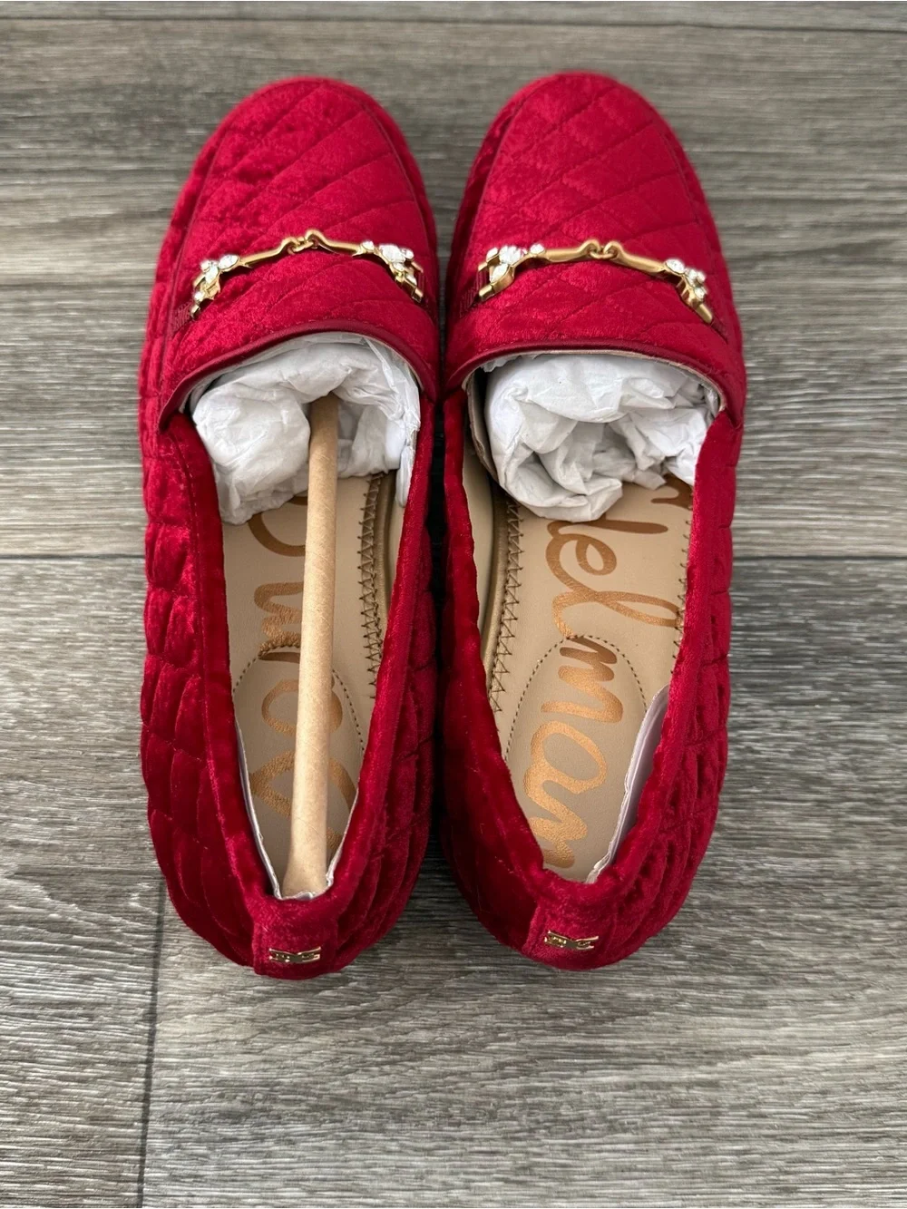Sam Edelman Bright Scarlett Loraine Regal Velour Loafers Size 6.5 NIB